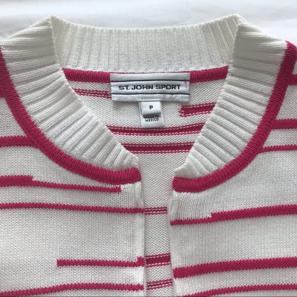 St. John Sport Full Zip Cardigan Sweater Size 2 Petites Santana Knit Hot Pink - Picture 8 of 14